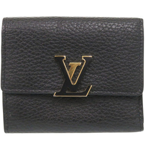 美品 ルイ ヴィトン ポルトフォイユ カプシーヌ コンパクトXS M68587 レザー ブラック 三つ折り財布 黒 LV 0885【中古】LOUIS VUITTON