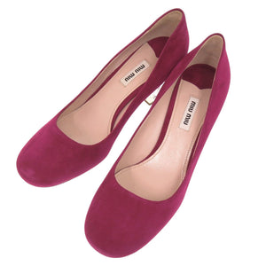 美品 ミュウミュウ ビジューヒール スウェード パープル パンプス 紫 0911 【中古】MIUMIU