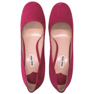 美品 ミュウミュウ ビジューヒール スウェード パープル パンプス 紫 0911 【中古】MIUMIU