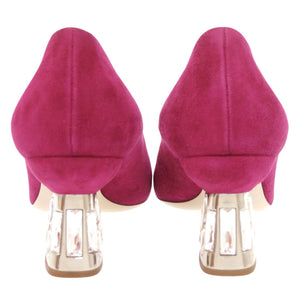 美品 ミュウミュウ ビジューヒール スウェード パープル パンプス 紫 0911 【中古】MIUMIU