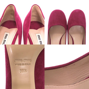 美品 ミュウミュウ ビジューヒール スウェード パープル パンプス 紫 0911 【中古】MIUMIU