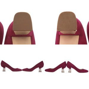 美品 ミュウミュウ ビジューヒール スウェード パープル パンプス 紫 0911 【中古】MIUMIU