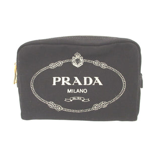 新品同様 プラダ カナパ 1NA021 キャンバス ブラック 黒 ポーチ バッグ 0953【中古】PRADA