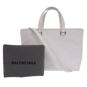 美品 バレンシアガ スモールショッパー BBシグネチャー 702699 PVC ホワイト ハンドバッグ 2WAY ショルダーバッグ 白 1004【中古】BALENCIAGA