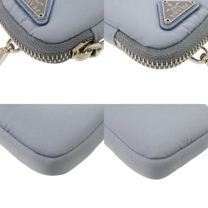 プラダ ロゴ ナイロン ブルー 水色 ポーチ 1082 【中古】 PRADA