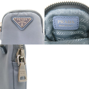 プラダ ロゴ ナイロン ブルー 水色 ポーチ 1082 【中古】 PRADA