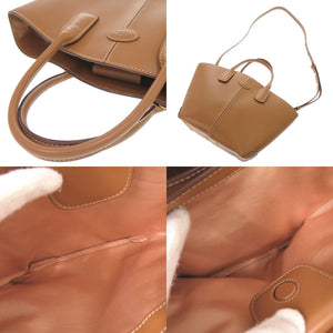 トッズ ロゴ レザー ブラウン 2WAY ハンドバッグ ショルダーバッグ 茶 1100【中古】TOD’S