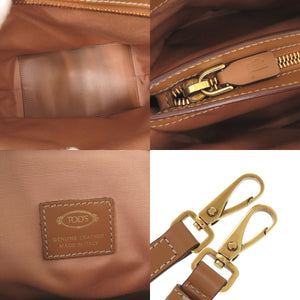 トッズ ロゴ レザー ブラウン 2WAY ハンドバッグ ショルダーバッグ 茶 1100【中古】TOD’S