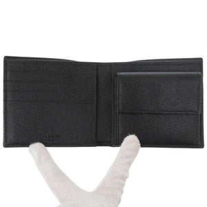 未使用 ブルガリ レザー ブラック 二つ折り財布 黒 1202【中古】BVLGARI メンズ
