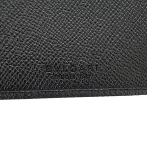 未使用 ブルガリ レザー ブラック 二つ折り財布 黒 1202【中古】BVLGARI メンズ