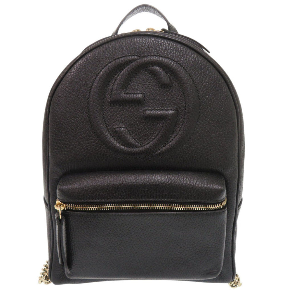 グッチ ソーホー インターロッキングG 536192 レザー ブラック リュック バックパック 黒 1210【中古】GUCCI