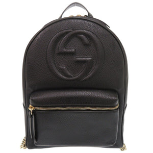 グッチ ソーホー インターロッキングG 536192 レザー ブラック リュック バックパック 黒 1210【中古】GUCCI