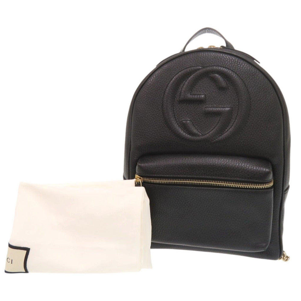 グッチ ソーホー インターロッキングG 536192 レザー ブラック リュック バックパック 黒 1210【中古】GUCCI