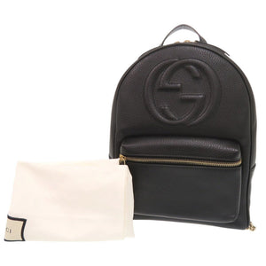 グッチ ソーホー インターロッキングG 536192 レザー ブラック リュック バックパック 黒 1210【中古】GUCCI