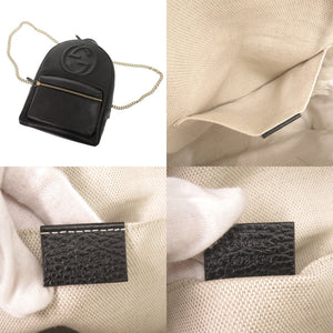 グッチ ソーホー インターロッキングG 536192 レザー ブラック リュック バックパック 黒 1210【中古】GUCCI