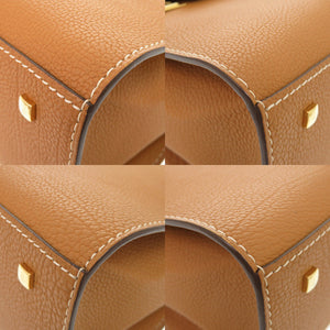 美品 デルボー タンペートPM クリスピーカーフ ブラウン 2WAY ハンドバッグ ショルダーバッグ 茶 1300【中古】DELVAUX