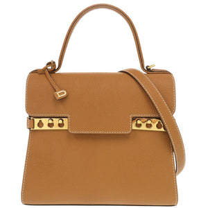 美品 デルボー タンペートPM クリスピーカーフ ブラウン 2WAY ハンドバッグ ショルダーバッグ 茶 1300【中古】DELVAUX