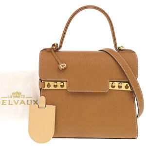 美品 デルボー タンペートPM クリスピーカーフ ブラウン 2WAY ハンドバッグ ショルダーバッグ 茶 1300【中古】DELVAUX