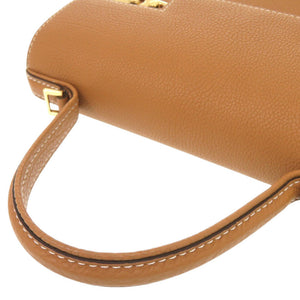 美品 デルボー タンペートPM クリスピーカーフ ブラウン 2WAY ハンドバッグ ショルダーバッグ 茶 1300【中古】DELVAUX