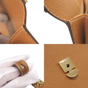 美品 デルボー タンペートPM クリスピーカーフ ブラウン 2WAY ハンドバッグ ショルダーバッグ 茶 1300【中古】DELVAUX