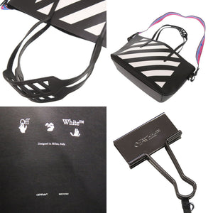 美品 オフホワイト ダイアゴナル バインダー ショッパー レザー ブラック 2WAY トートバッグ 黒 1311【中古】OFF-WHITE