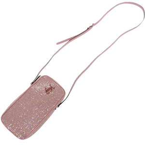 新品同様 ジミーチュウ ミニラインストーン ショルダーバッグ レザー ラインストーン ピンク 1318【中古】JIMMY CHOO