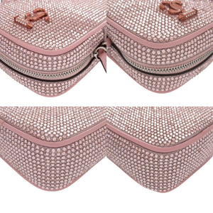 新品同様 ジミーチュウ ミニラインストーン ショルダーバッグ レザー ラインストーン ピンク 1318【中古】JIMMY CHOO