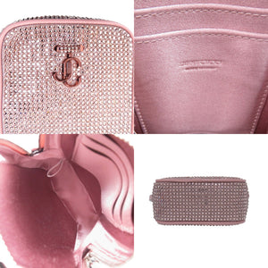 新品同様 ジミーチュウ ミニラインストーン ショルダーバッグ レザー ラインストーン ピンク 1318【中古】JIMMY CHOO