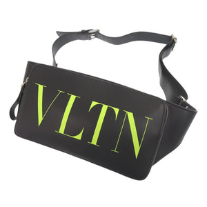 新品同様 ヴァレンティノ ガラヴァーニ VLTNロゴ レザー ブラック ボディバッグ ウエストバッグ 黒 1326【中古】Valentino Garavani