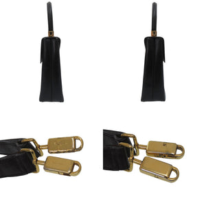 サルヴァトーレフェラガモ 2WAY ガンチーニ 21 3428 レザー ブラック ハンドバッグ 黒 1333【中古】Salvatore Ferragamo