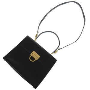 サルヴァトーレフェラガモ 2WAY ガンチーニ 21 3428 レザー ブラック ハンドバッグ 黒 1333【中古】Salvatore Ferragamo