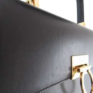 サルヴァトーレフェラガモ 2WAY ガンチーニ 21 3428 レザー ブラック ハンドバッグ 黒 1333【中古】Salvatore Ferragamo
