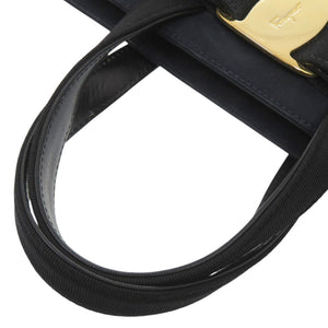 サルヴァトーレフェラガモ ヴァラリボン BA214178 スウェード ネイビー ハンドバッグ 紺 1334【中古】Salvatore Ferragamo