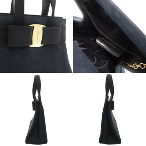 サルヴァトーレフェラガモ ヴァラリボン BA214178 スウェード ネイビー ハンドバッグ 紺 1334【中古】Salvatore Ferragamo