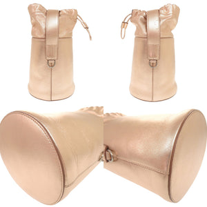 美品 ジルサンダー Soft Drawket SM バケットバッグ 巾着 レザー ピンクゴールド 2WAY ハンドバッグ ショルダーバッグ 1338【中古】JIL SANDER