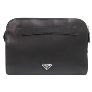 プラダ VR0051 レザー ブラック クラッチバッグ セカンドバッグ 黒 1507【中古】PRADA メンズ