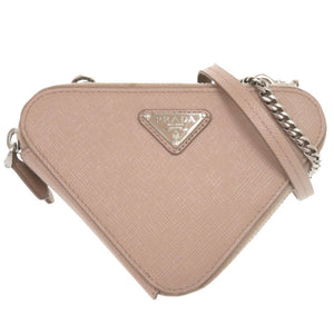 プラダ トライアングルロゴ サフィアーノレザー ピンクベージュ ミニバッグ ショルダーバッグ 1518【中古】PRADA