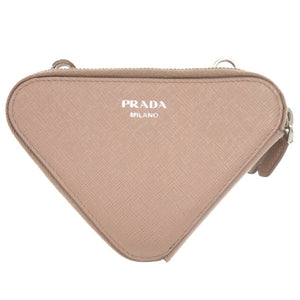 プラダ トライアングルロゴ サフィアーノレザー ピンクベージュ ミニバッグ ショルダーバッグ 1518【中古】PRADA