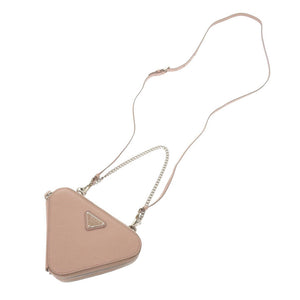 プラダ トライアングルロゴ サフィアーノレザー ピンクベージュ ミニバッグ ショルダーバッグ 1518【中古】PRADA