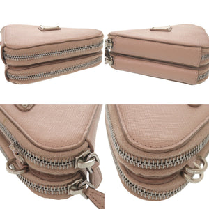 プラダ トライアングルロゴ サフィアーノレザー ピンクベージュ ミニバッグ ショルダーバッグ 1518【中古】PRADA