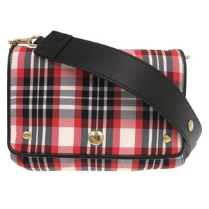 美品 バーバリー チェック柄 ナイロン レザー レッド ブラック ホワイト ショルダーバッグ 1579【中古】BURBERRY