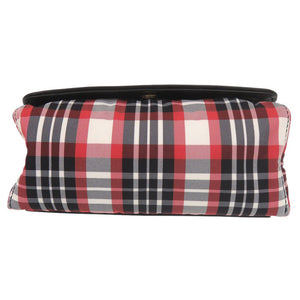 美品 バーバリー チェック柄 ナイロン レザー レッド ブラック ホワイト ショルダーバッグ 1579【中古】BURBERRY