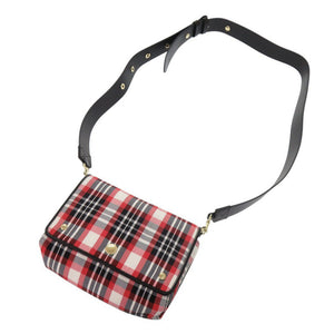 美品 バーバリー チェック柄 ナイロン レザー レッド ブラック ホワイト ショルダーバッグ 1579【中古】BURBERRY