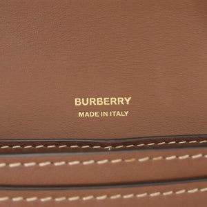 美品 バーバリー ロゴ フラップウォレット レザー ブラウン 長財布 茶 1622【中古】BURBERRY