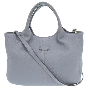 トッズ ALH PICCOLA SHOPPING レザー シボ革 ブルー ハンドバッグ 2WAY ショルダーバッグ 水色 0070【中古】TOD’S