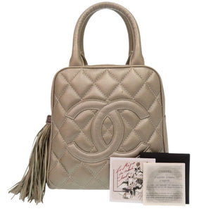 シャネル キャビアスキン シャンパンシルバー ココマーク 9番台 ハンドバッグ 0083 【中古】 CHANEL