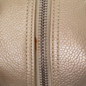 シャネル キャビアスキン シャンパンシルバー ココマーク 9番台 ハンドバッグ 0083 【中古】 CHANEL
