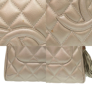 シャネル キャビアスキン シャンパンシルバー ココマーク 9番台 ハンドバッグ 0083 【中古】 CHANEL