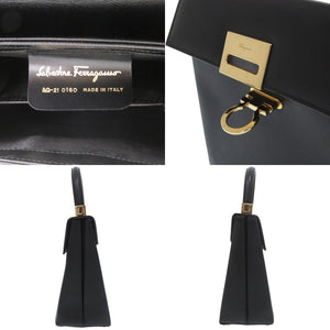 美品 サルヴァトーレフェラガモ 2WAY ガンチーニ AQ21-0160 レザー ブラック ハンドバッグ 黒 0132【中古】Salvatore Ferragamo