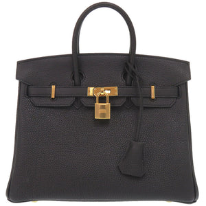 美品 エルメス バーキン25 トゴ ブラック ゴールド金具 D刻印(2019年製) ハンドバッグ 黒 0442【中古】HERMES